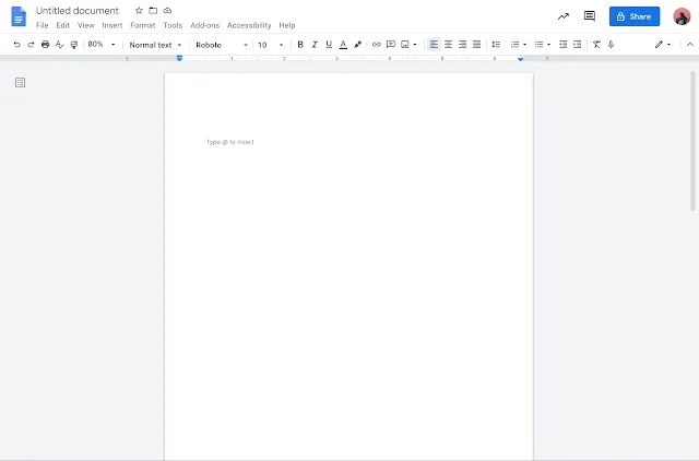 Inserting an email draft building block into a blank Google Doc