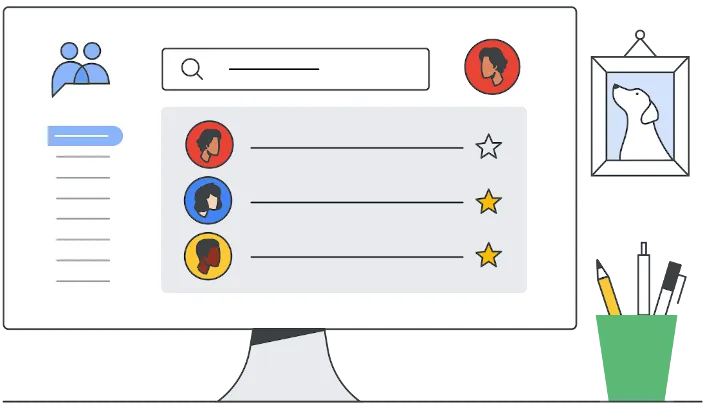 Illustration of a computer screen showing a group's member list